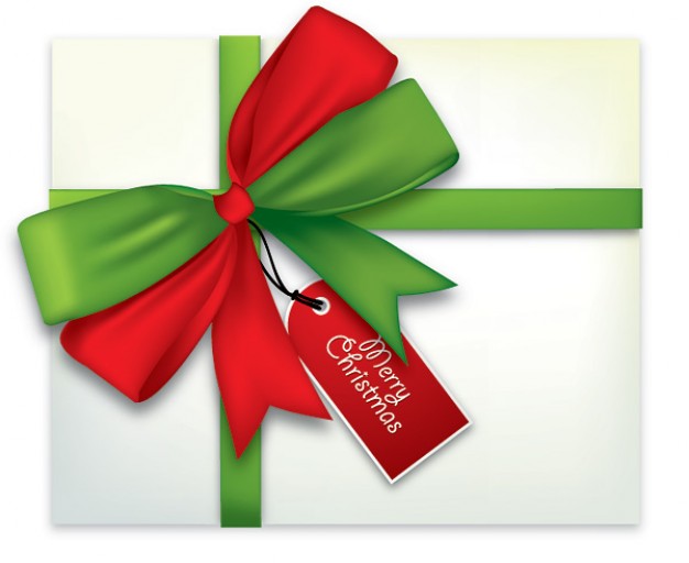 Christmas blank Gift christmas card with ribbons and bow about Holiday Gift wrapping